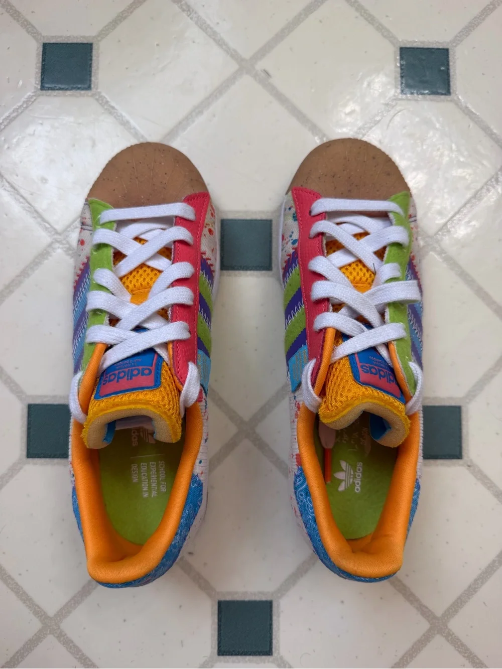 adidas S.E.E.D Superstar Low-Top Sneakers Size 7— Cream, Blue, Purple, Green